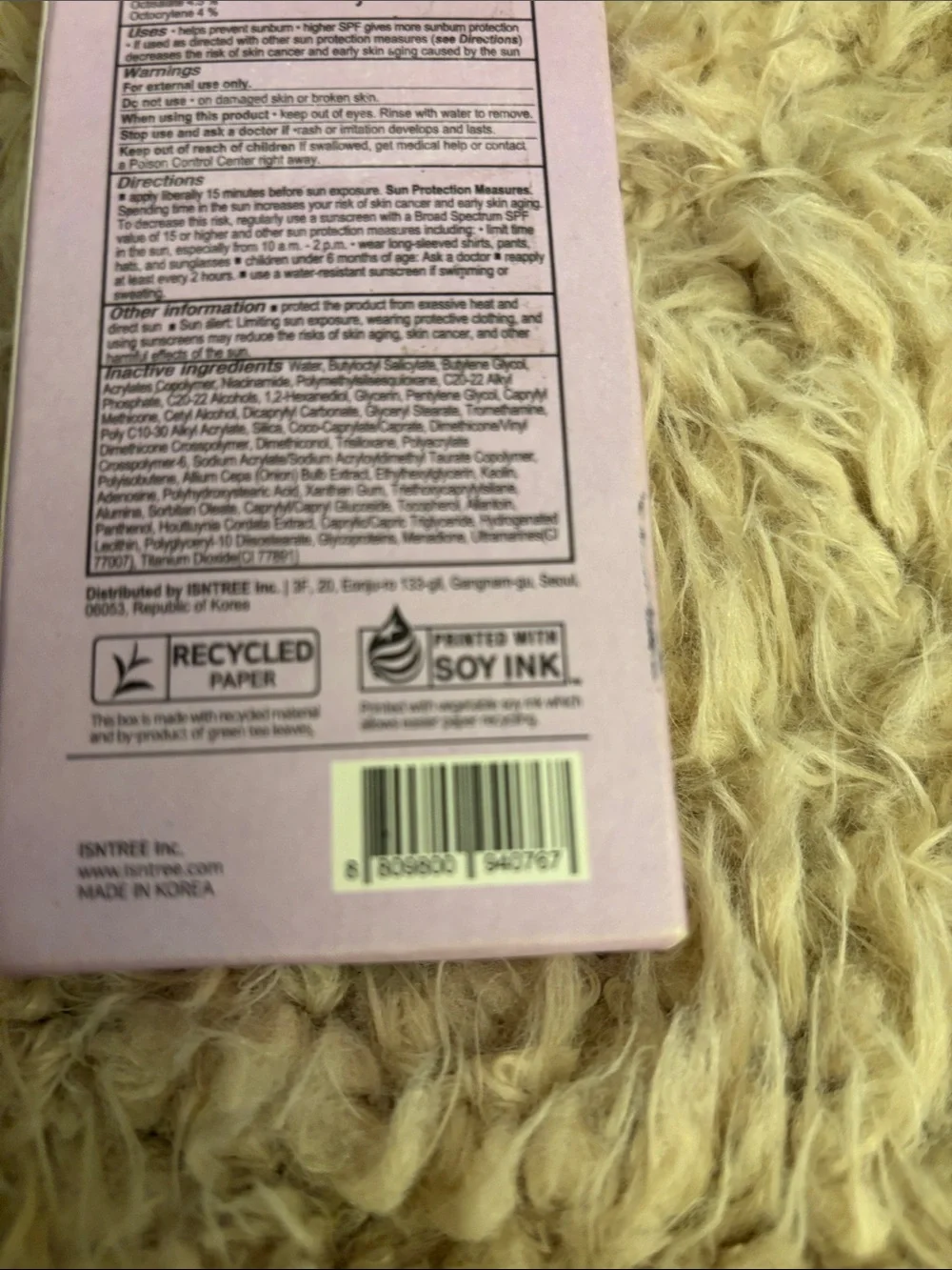 NIB ISNTREE Onion Newpair Sunscreen SPF40 PA+++ UVA/UVB 50ml/1.69fl.oz